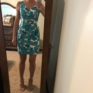 Tahari Turquoise Floral Dress